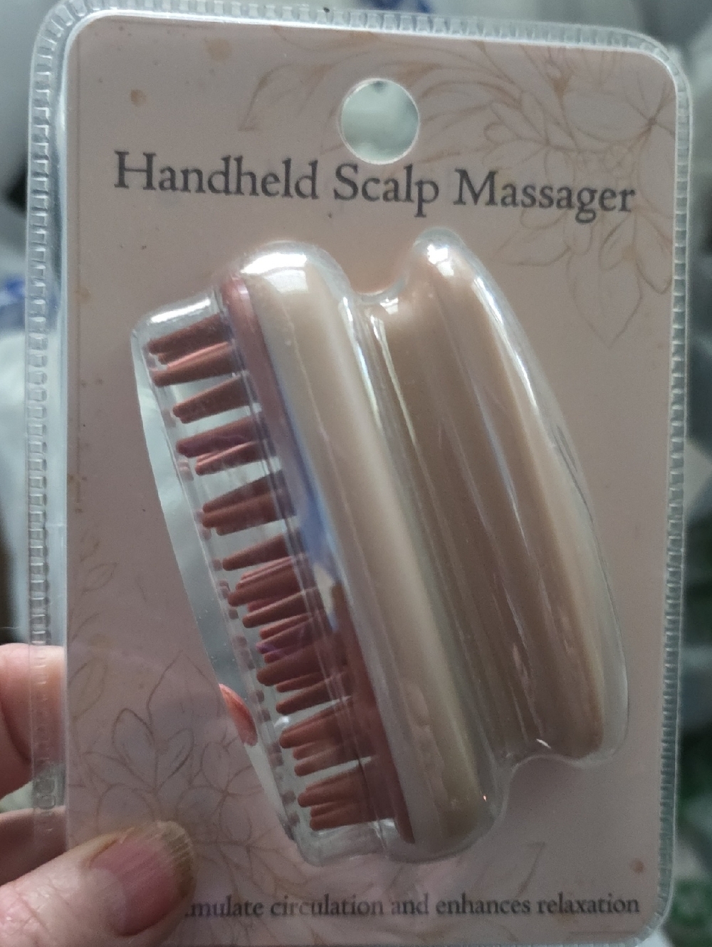 Handheld Scalp Massager - Pink/Cream Colors